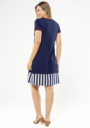 Vestido Pau a Pique Básico Azul Marinho