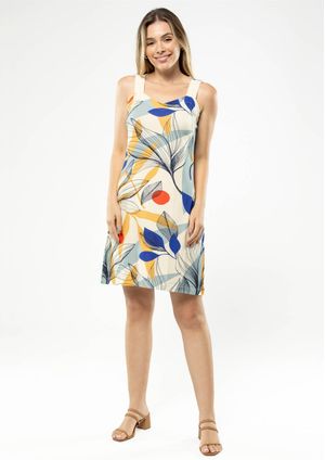 Vestido Regata Pau a Pique Estampado Azul