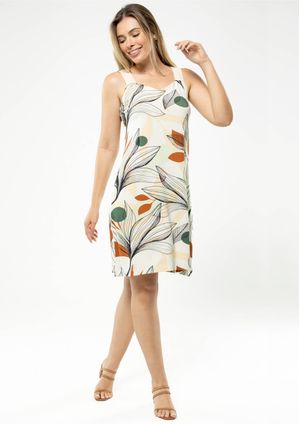 Vestido Regata Pau a Pique Estampado Verde