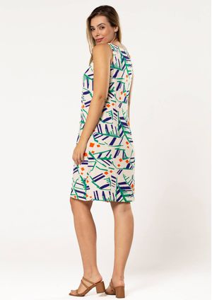 Vestido Regata Pau a Pique Estampado Off White