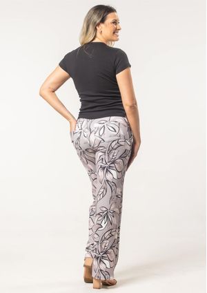 Calça Jacard Pau a Pique Estampada Floral Preto