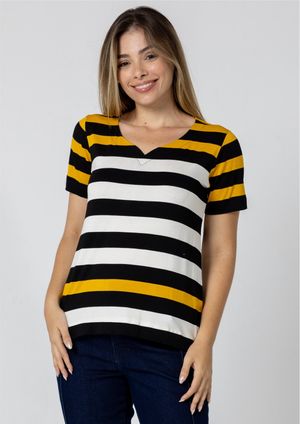 Blusa Pau a Pique Listrada Amarelo