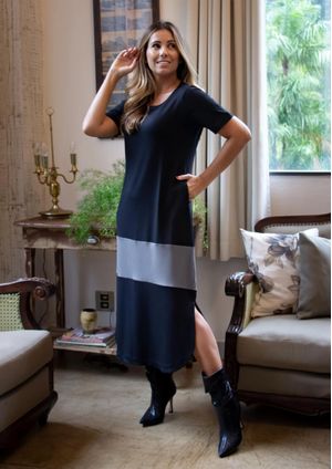 Vestido Midi  Pau a Pique Básico Preto