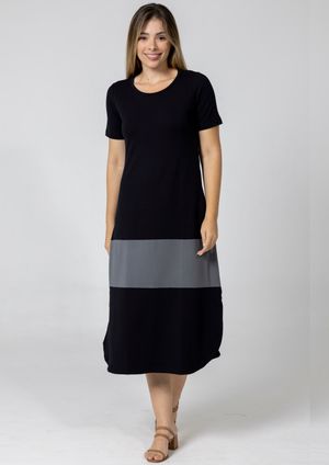 Vestido Midi  Pau a Pique Básico Preto