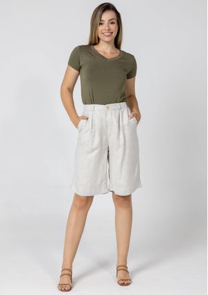 Bermuda Linho Pau a Pique Básica Off White
