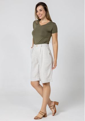 Bermuda Linho Pau a Pique Básica Off White
