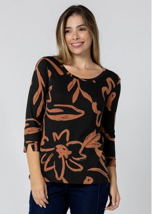 Blusa  Pau a Pique Estampada Preto