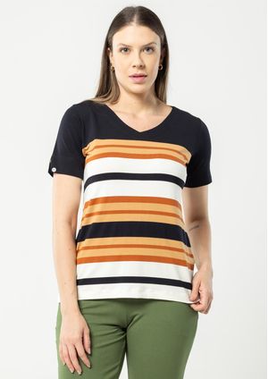Blusa Pau a Pique Listrada Preto