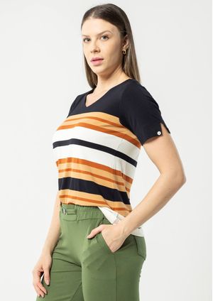 Blusa Pau a Pique Listrada Preto