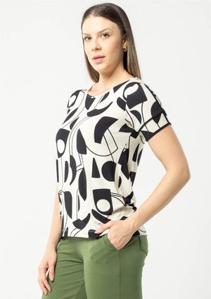 Blusa  Pau a Pique Estampada Preto