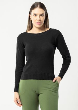 Blusa Manga Longa Pau a Pique Modal Preto