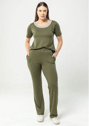 Calça Pau a Pique Básica Moletinho Verde