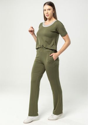 Calça Pau a Pique Básica Moletinho Verde