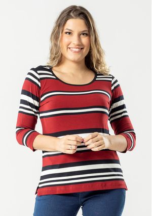 Blusa Manga 3/4 Pau a Pique Listrada Vinho