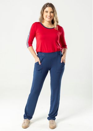Calça Básica Pau a Pique Moletinho Azul Marinho