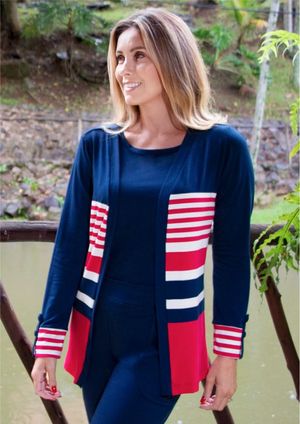 Twin Set 2pçs Pau a Pique m/l Azul Marinho