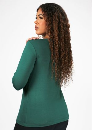 Blusa Pau a Pique Básica Manga 3/4 Verde