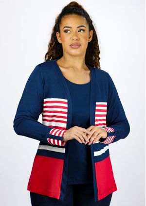 Twin Set 2pçs Pau a Pique m/l Azul Marinho