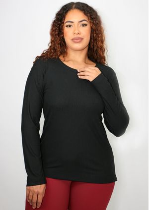 Blusa Pau a Pique Manga Longa Preto