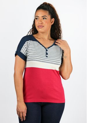 Blusa Pau a Pique Listrada Vermelho