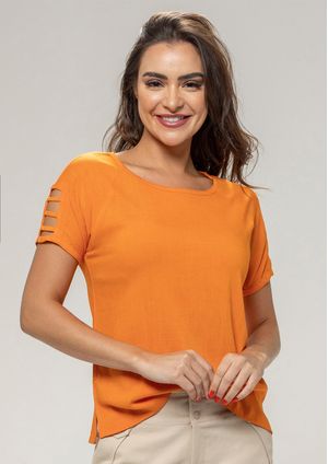 Blusa Viscose Pau a Pique Básica Laranja