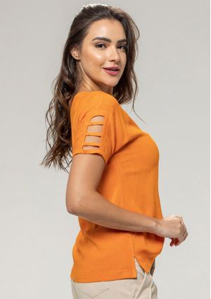 Blusa Viscose Pau a Pique Básica Laranja