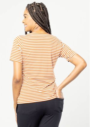 Blusa Pau a Pique Listrada Caramelo