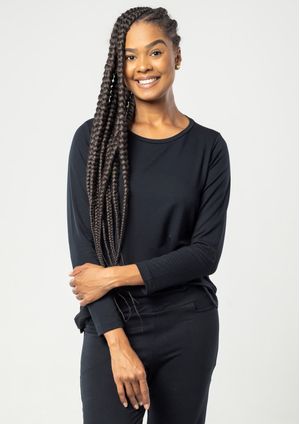 Blusa Pau a Pique com cachecol m/l Preto