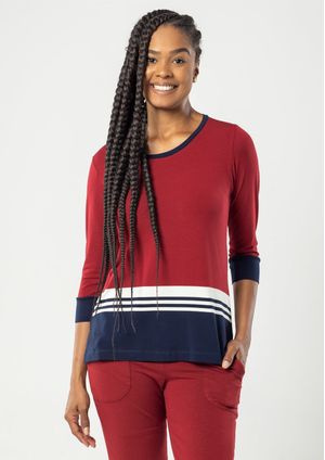 Blusa Manga 3/4 Pau a Pique Listrada Vinho