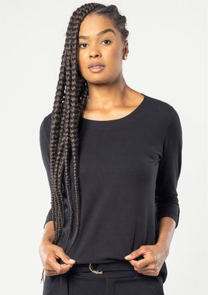 Blusa Pau a Pique Manga 3/4 Preto