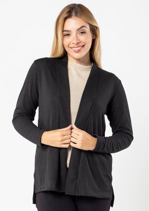 Cardigan Pau a Pique Básico Preto