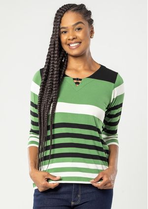 Blusa Pau a Pique Manga 3/4 Listrada Verde
