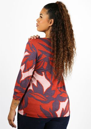 Blusa Pau a Pique 3/4 Estampada Vermelho
