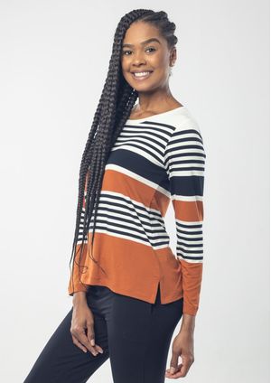 Blusa Pau a Pique Manga Longa Listrada Preto