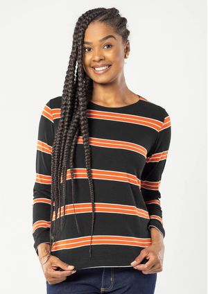 Blusa Pau a Pique Manga Longa Listrada Preto