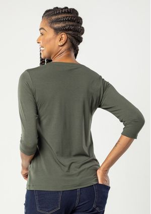 Blusa Pau a Pique Básica Manga 3/4 Verde