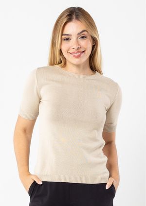 Blusa Modal Pau a Pique Manga Curta Bege
