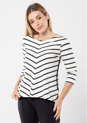 Blusa Pau a Pique Manga 3/4 Listrada Preto