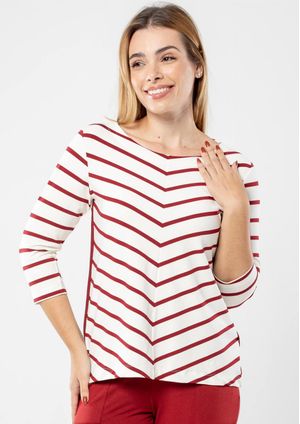 Blusa Pau a Pique Manga 3/4 Listrada Vinho