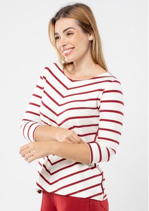 Blusa Pau a Pique Manga 3/4 Listrada Vinho