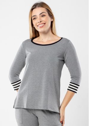 Blusa Pau a Pique Manga 3/4 Mescla