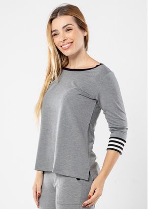 Blusa Pau a Pique Manga 3/4 Mescla