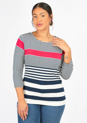 Blusa 3/4 Pau a Pique Listrada Vermelho