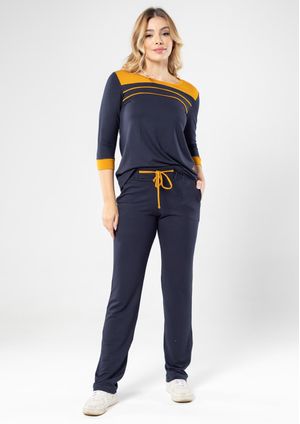 Calça Pau a Pique Moletinho Azul Marinho