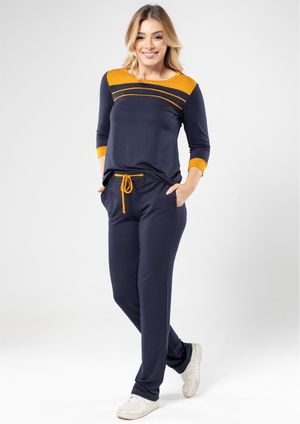 Calça Pau a Pique Moletinho Azul Marinho