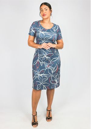 Vestido Estampado Azul Marinho