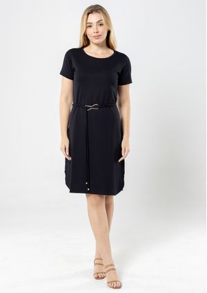 Vestido Básico Preto com cinto