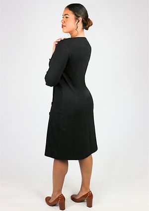 Vestido 3/4 Algodão Básico Preto