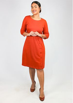 Vestido 3/4 Algodão Básico Telha