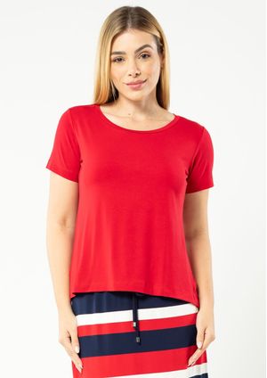 Blusa Manga Curta Pau a Pique Básica Vermelho